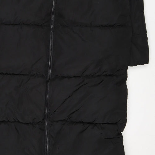 ASOS DESIGN Women’s Black S Puffer Jacket Long Quilted Logo