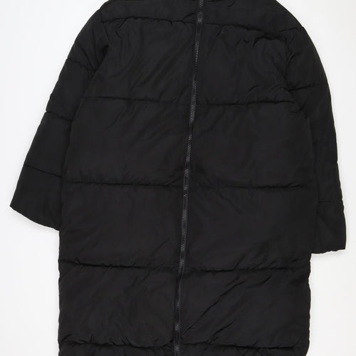 ASOS DESIGN Women’s Black S Puffer Jacket Long Quilted Logo