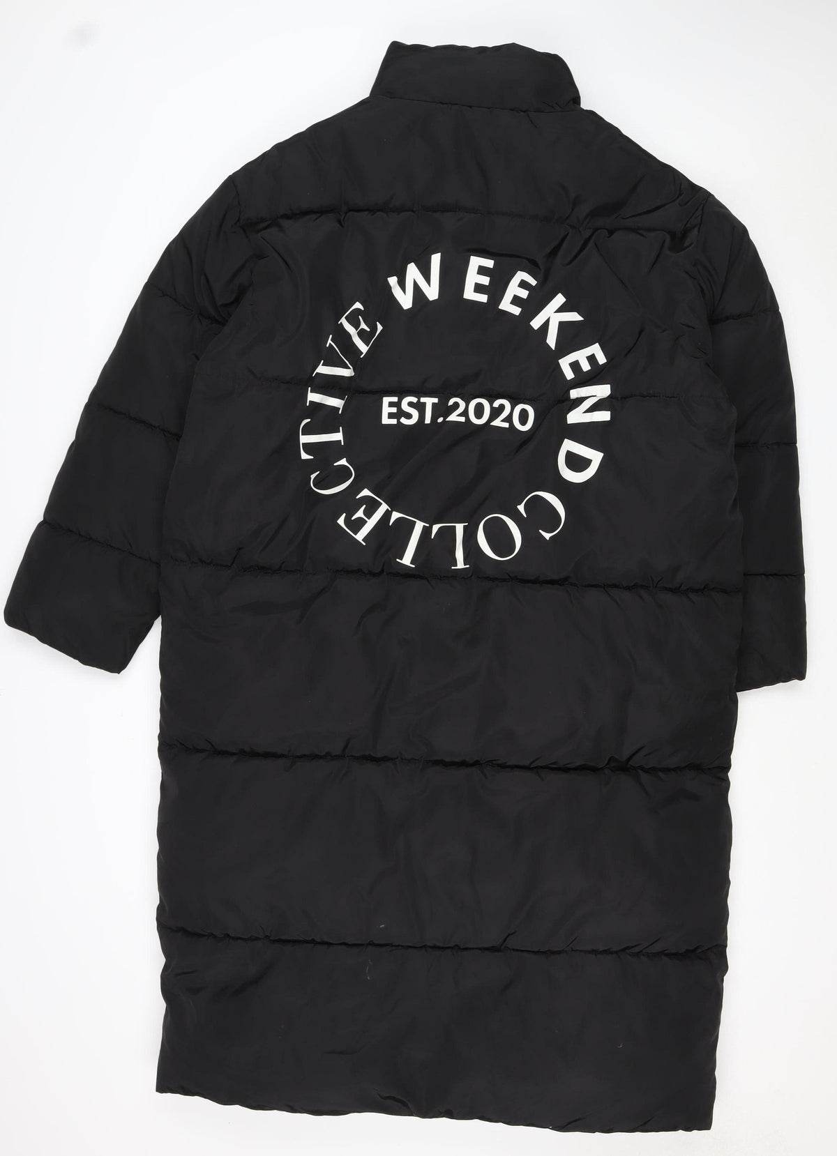 ASOS DESIGN Women’s Black S Puffer Jacket Long Quilted Logo
