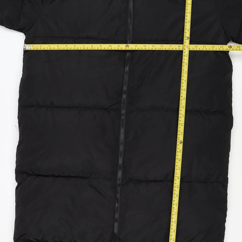 ASOS DESIGN Women’s Black S Puffer Jacket Long Quilted Logo