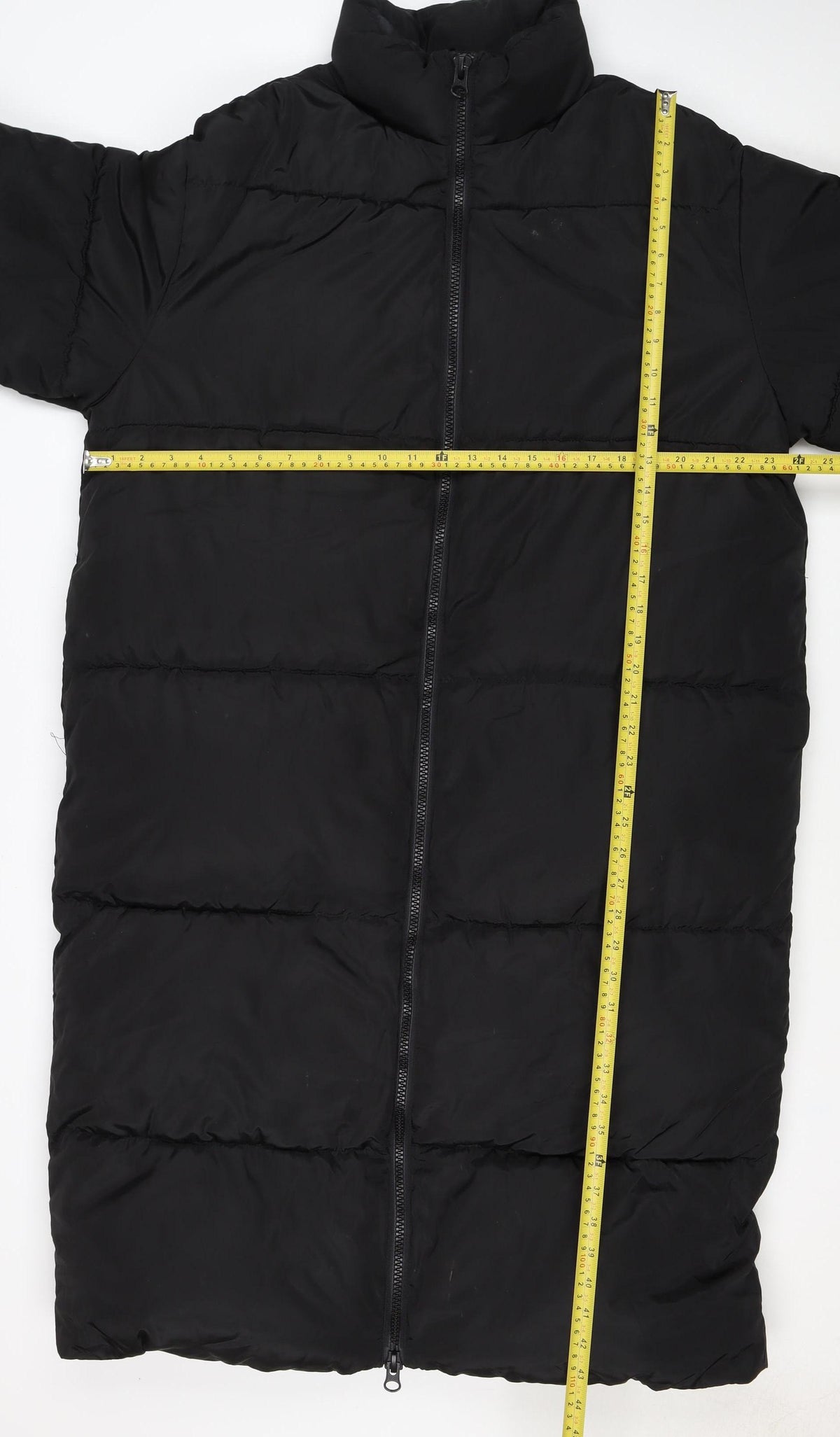 ASOS DESIGN Women’s Black S Puffer Jacket Long Quilted Logo