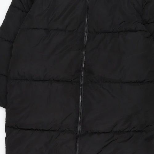 ASOS DESIGN Women’s Black S Puffer Jacket Long Quilted Logo