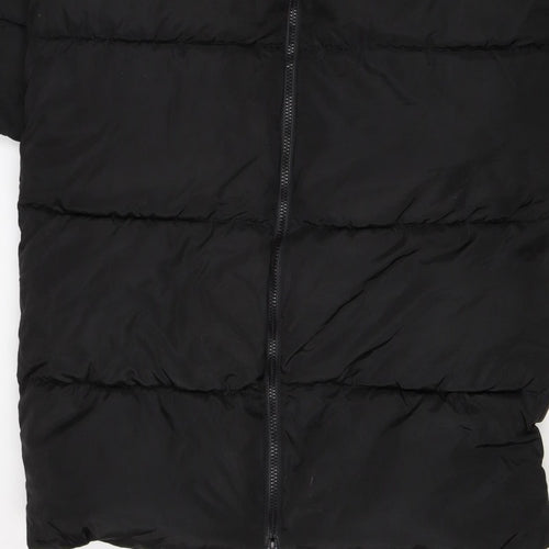 ASOS DESIGN Women’s Black S Puffer Jacket Long Quilted Logo