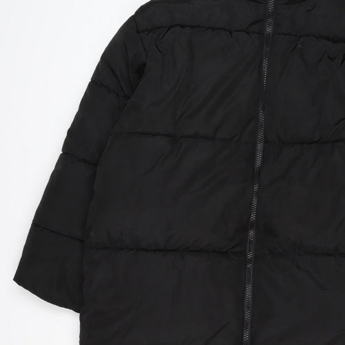 ASOS DESIGN Women’s Black S Puffer Jacket Long Quilted Logo
