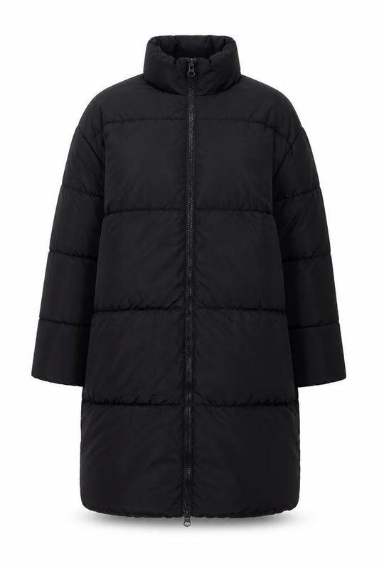 ASOS DESIGN Women’s Black S Puffer Jacket Long Quilted Logo