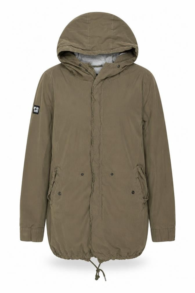Superdry Women’s Khaki Size S Hooded Parka Jacket Lightweight