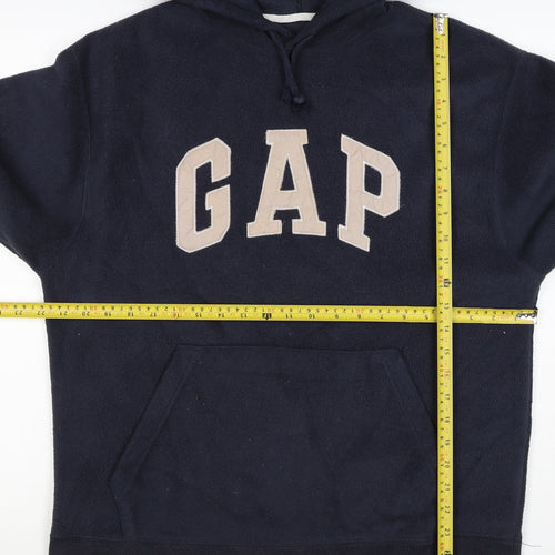 GAP Mens Blue M Fleece Pullover Hoodie Logo Pocket