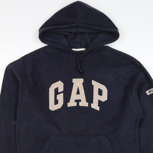 GAP Mens Blue M Fleece Pullover Hoodie Logo Pocket