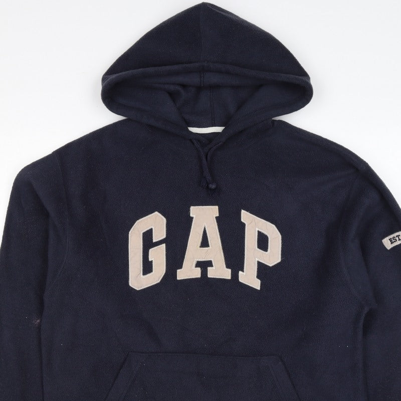 GAP Mens Blue M Fleece Pullover Hoodie Logo Pocket