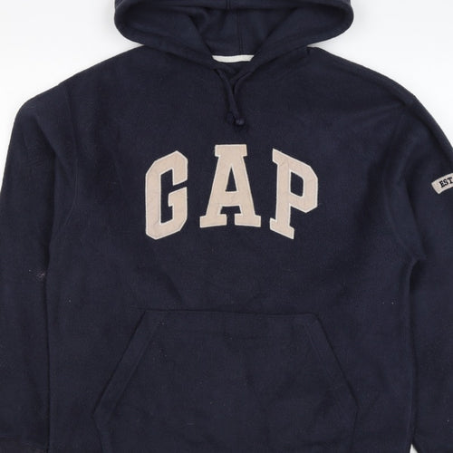 GAP Mens Blue M Fleece Pullover Hoodie Logo Pocket