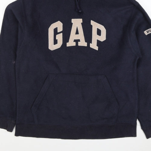 GAP Mens Blue M Fleece Pullover Hoodie Logo Pocket