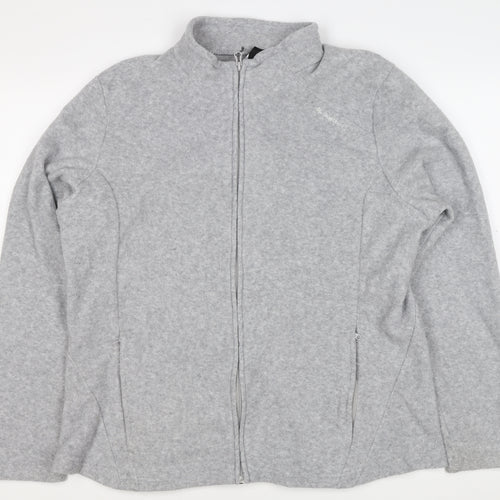 Quechua Men Grey 2XL Fleece Full Zip Hiking Jacket