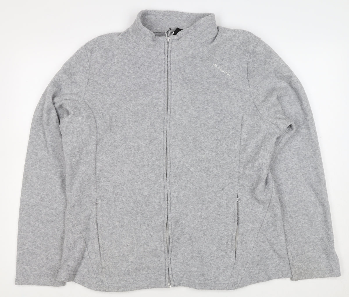 Quechua Men Grey 2XL Fleece Full Zip Hiking Jacket