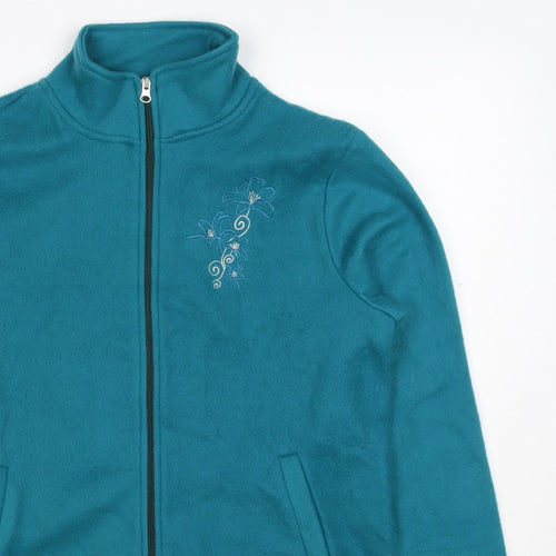 Anne de Lançay Women’s Blue S Floral Embroidered Full Zip Fleece Jacket