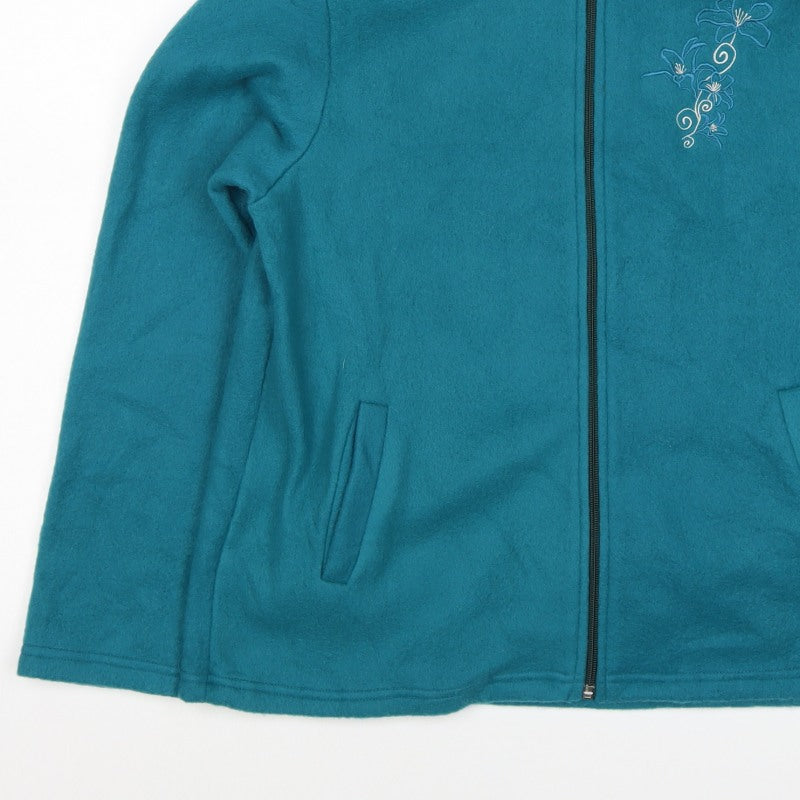 Anne de Lançay Women’s Blue S Floral Embroidered Full Zip Fleece Jacket