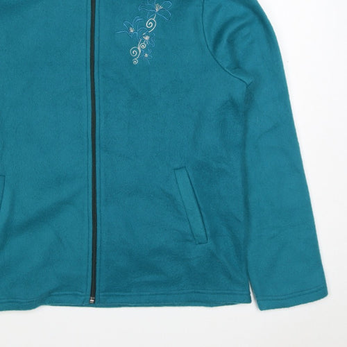 Anne de Lançay Women’s Blue S Floral Embroidered Full Zip Fleece Jacket