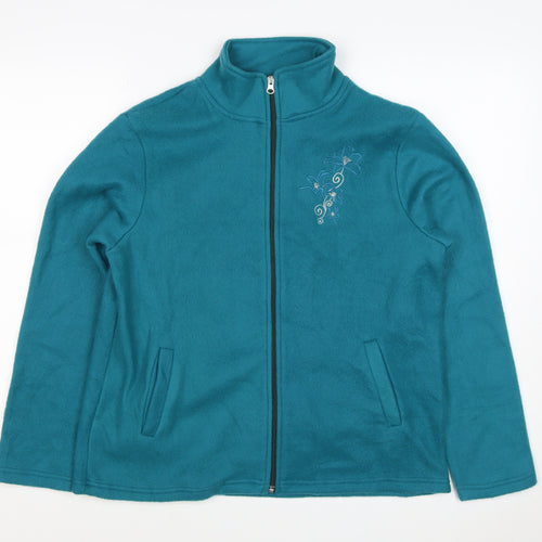 Anne de Lançay Women’s Blue S Floral Embroidered Full Zip Fleece Jacket