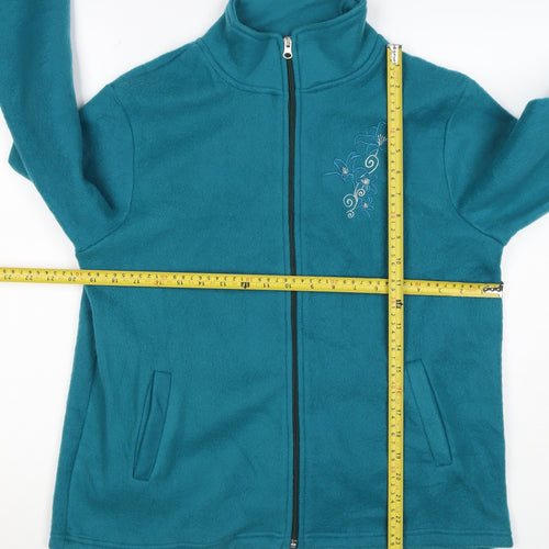 Anne de Lançay Women’s Blue S Floral Embroidered Full Zip Fleece Jacket
