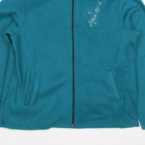 Anne de Lançay Women’s Blue S Floral Embroidered Full Zip Fleece Jacket