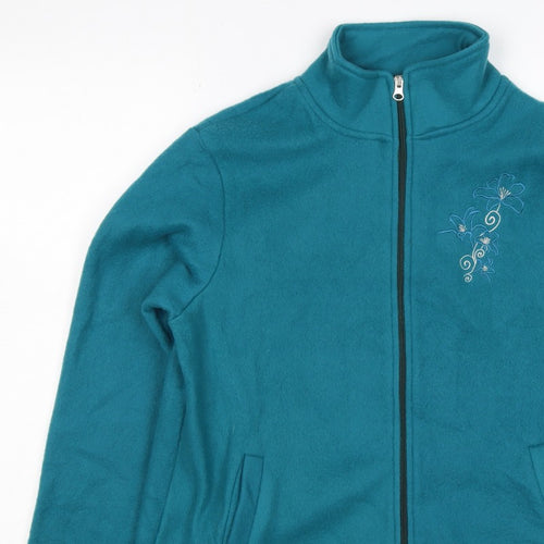 Anne de Lançay Women’s Blue S Floral Embroidered Full Zip Fleece Jacket