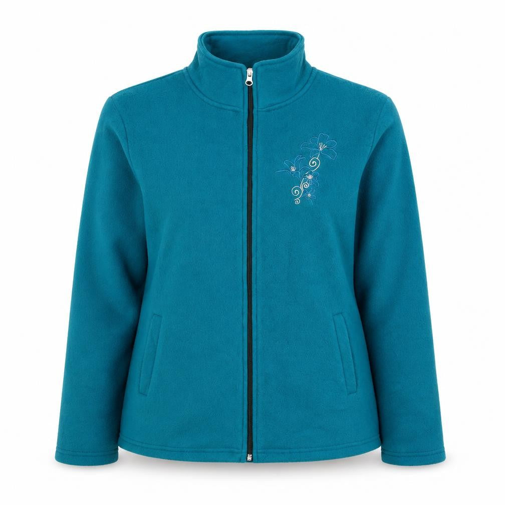 Anne de Lançay Women’s Blue S Floral Embroidered Full Zip Fleece Jacket