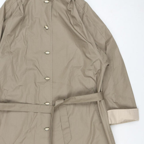 Amethyste Women's Beige Size 14 Belted Long Trench Coat Cotton Blend