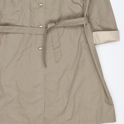 Amethyste Women's Beige Size 14 Belted Long Trench Coat Cotton Blend