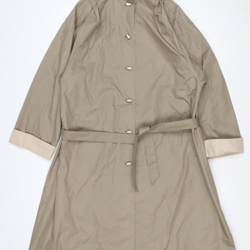 Amethyste Women's Beige Size 14 Belted Long Trench Coat Cotton Blend