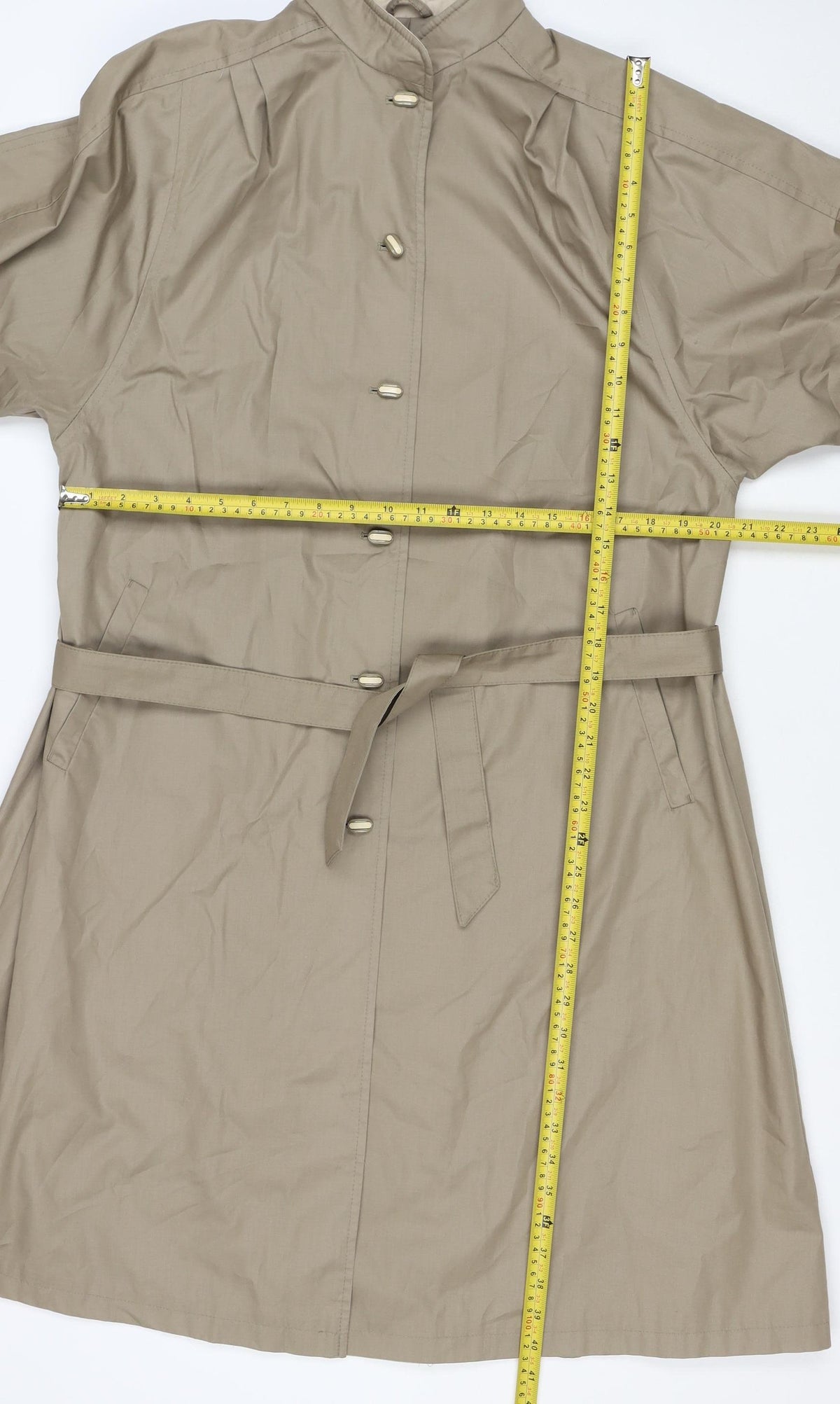 Amethyste Women's Beige Size 14 Belted Long Trench Coat Cotton Blend