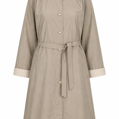 Amethyste Women's Beige Size 14 Belted Long Trench Coat Cotton Blend