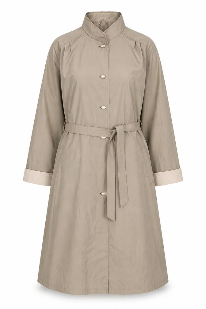 Amethyste Women's Beige Size 14 Belted Long Trench Coat Cotton Blend
