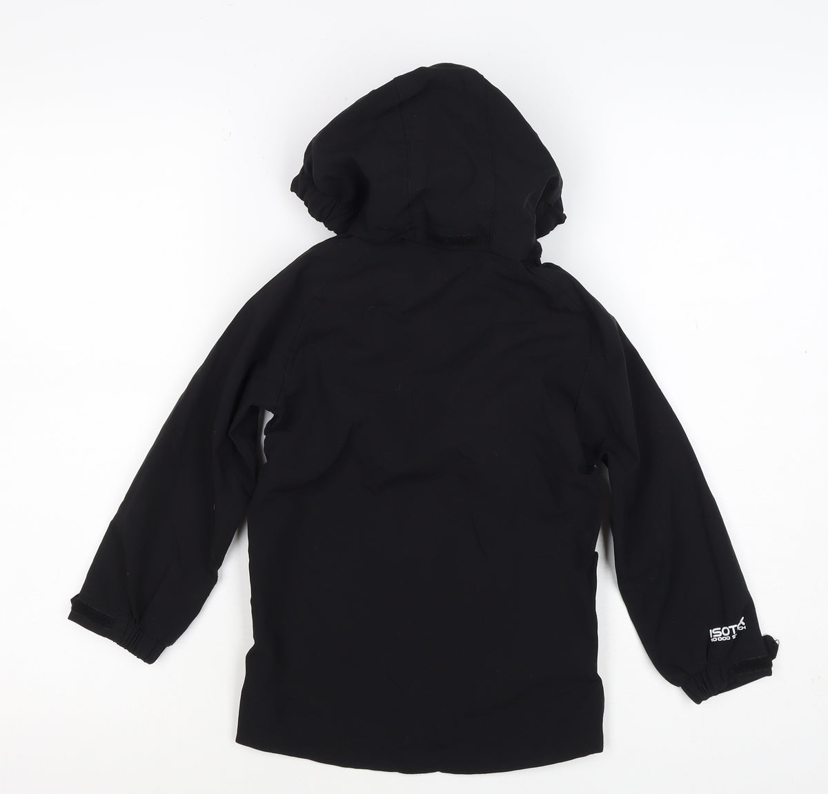 Close-up detail of Regatta boys’ black 3-4 years hooded isotex waterproof softshell jacket
