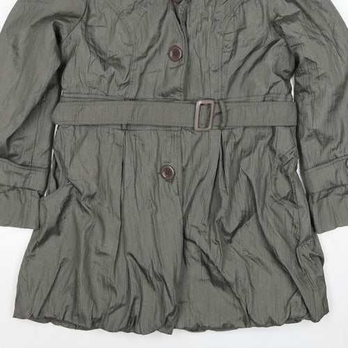 Conos Women Grey L Belted Trench Coat Buttoned Lined
