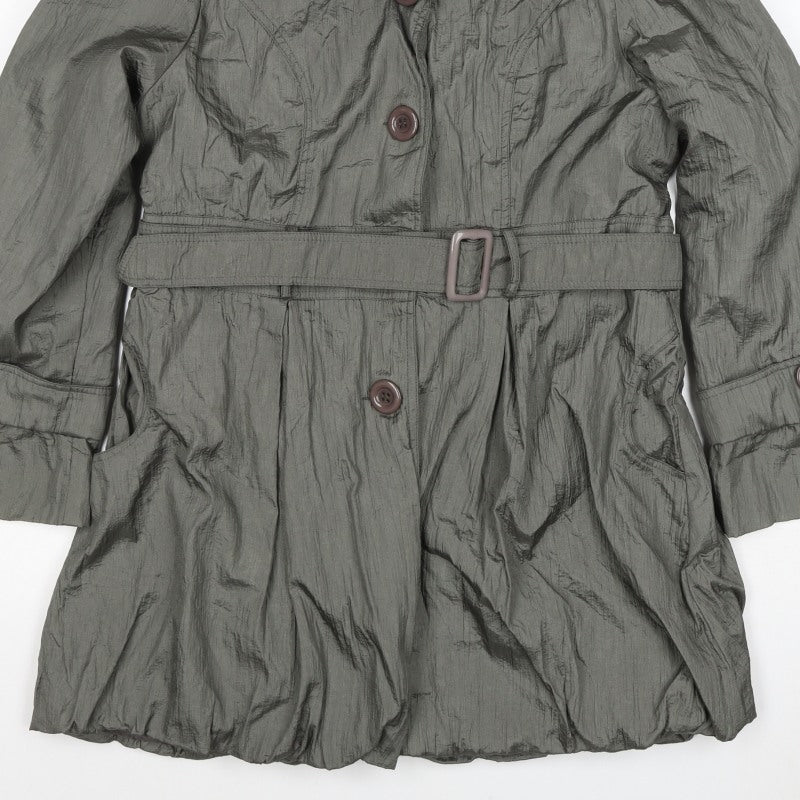 Conos Women Grey L Belted Trench Coat Buttoned Lined
