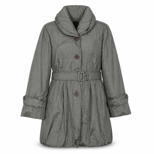 Conos Women Grey L Belted Trench Coat Buttoned Lined