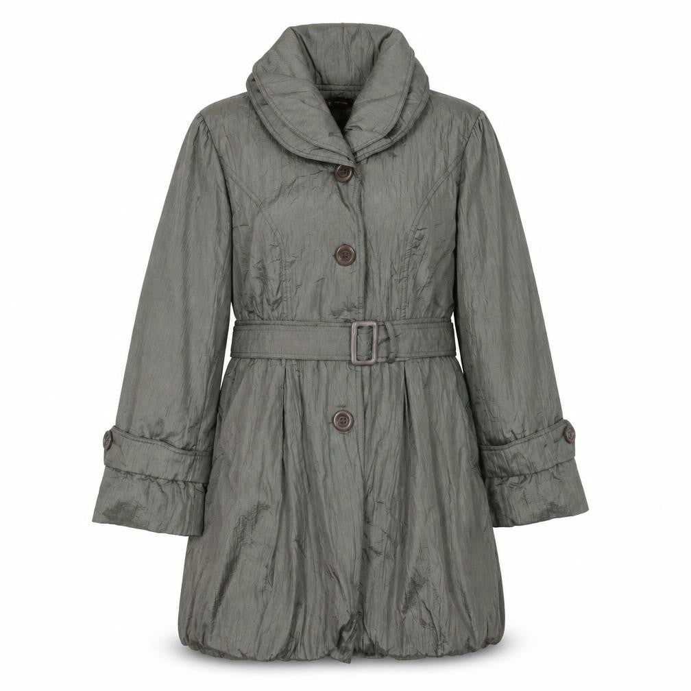 Conos Women Grey L Belted Trench Coat Buttoned Lined