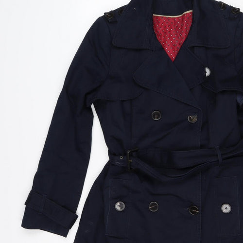 M&S Women's Navy UK 14 Belted Double-Breasted Trench Coat
