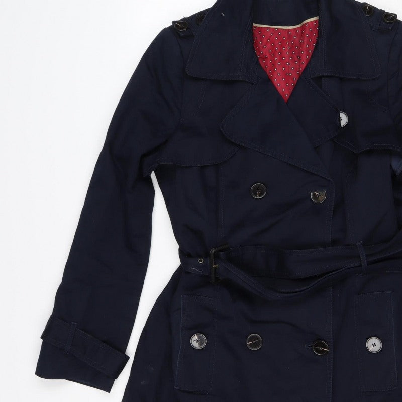 M&S Women's Navy UK 14 Belted Double-Breasted Trench Coat