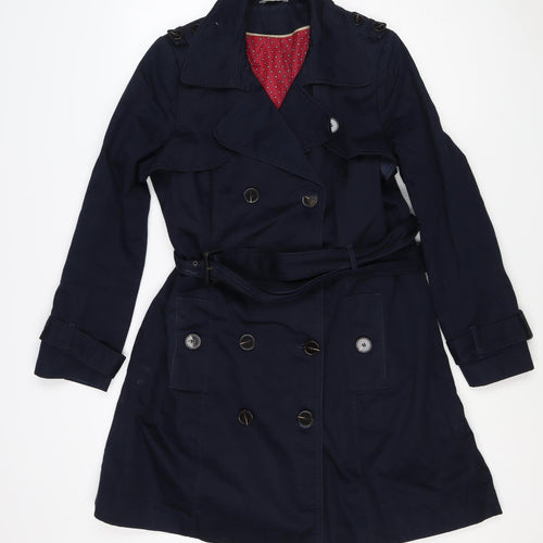 M&S Women's Navy UK 14 Belted Double-Breasted Trench Coat