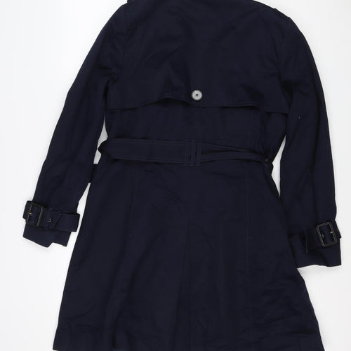 M&S Women's Navy UK 14 Belted Double-Breasted Trench Coat