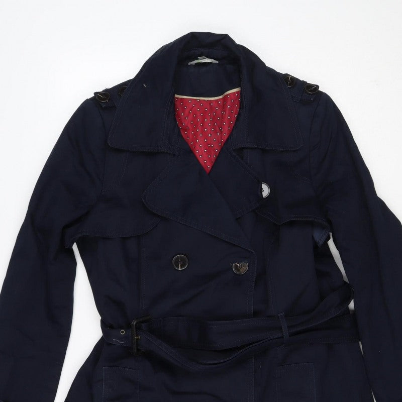 M&S Women's Navy UK 14 Belted Double-Breasted Trench Coat