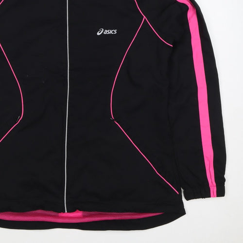 ASICS Women’s Black Pink L Windbreaker Running Jacket Full Zip