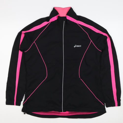 ASICS Women’s Black Pink L Windbreaker Running Jacket Full Zip