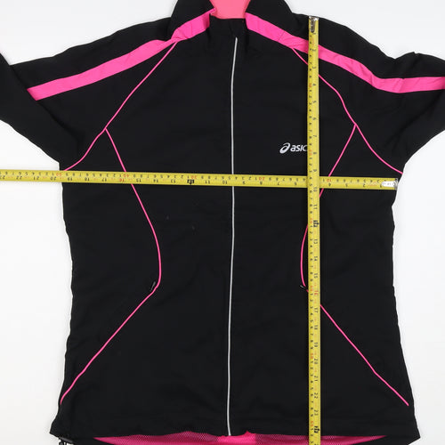 ASICS Women’s Black Pink L Windbreaker Running Jacket Full Zip