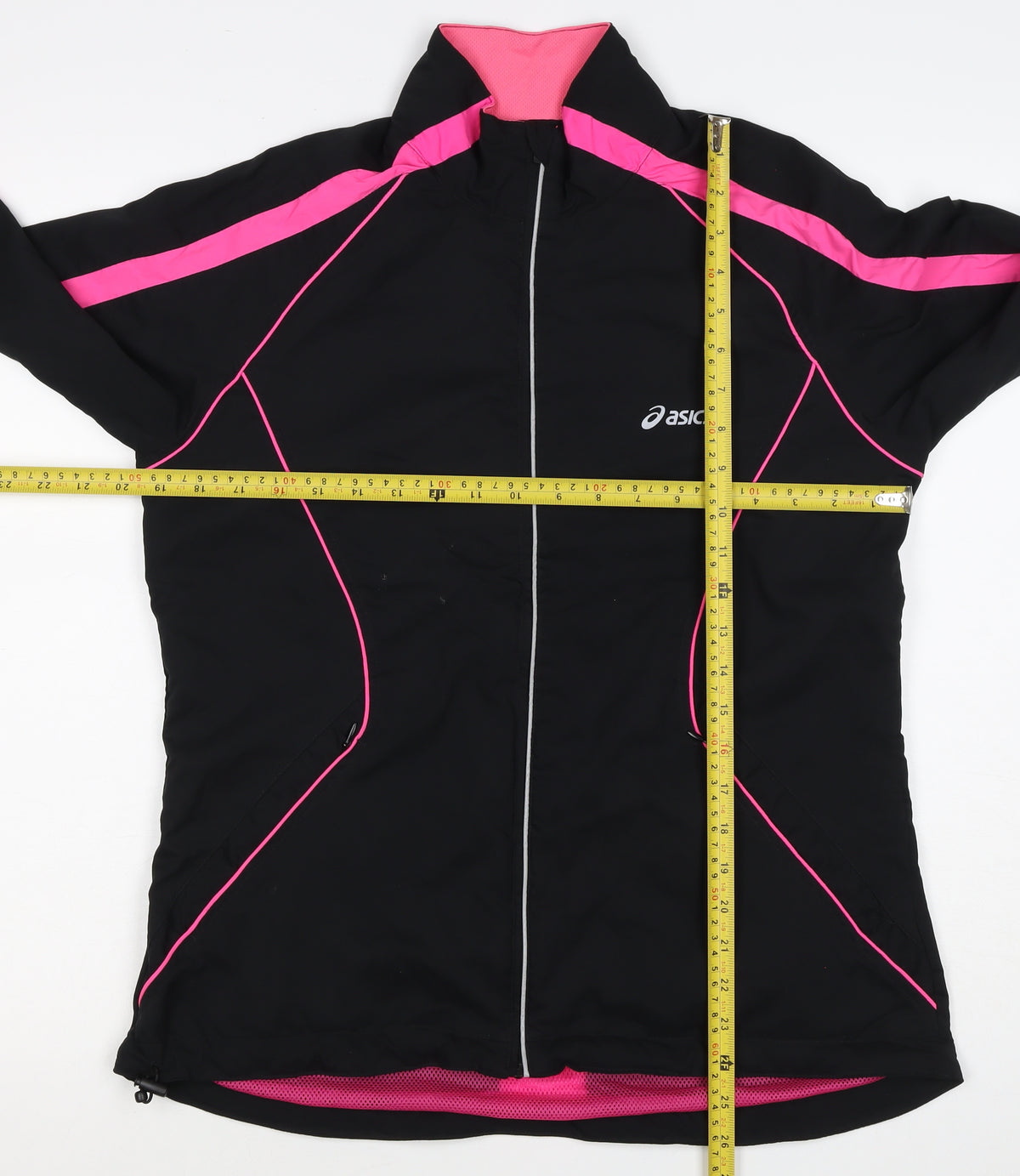 ASICS Women’s Black Pink L Windbreaker Running Jacket Full Zip