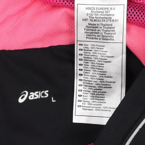 ASICS Women’s Black Pink L Windbreaker Running Jacket Full Zip