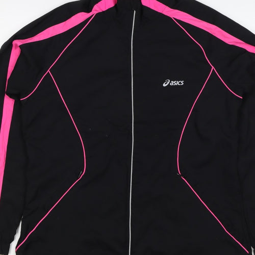ASICS Women’s Black Pink L Windbreaker Running Jacket Full Zip