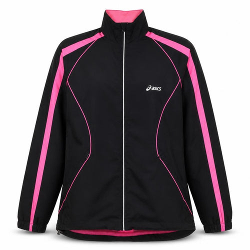 ASICS Women’s Black Pink L Windbreaker Running Jacket Full Zip