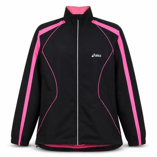 ASICS Women’s Black Pink L Windbreaker Running Jacket Full Zip