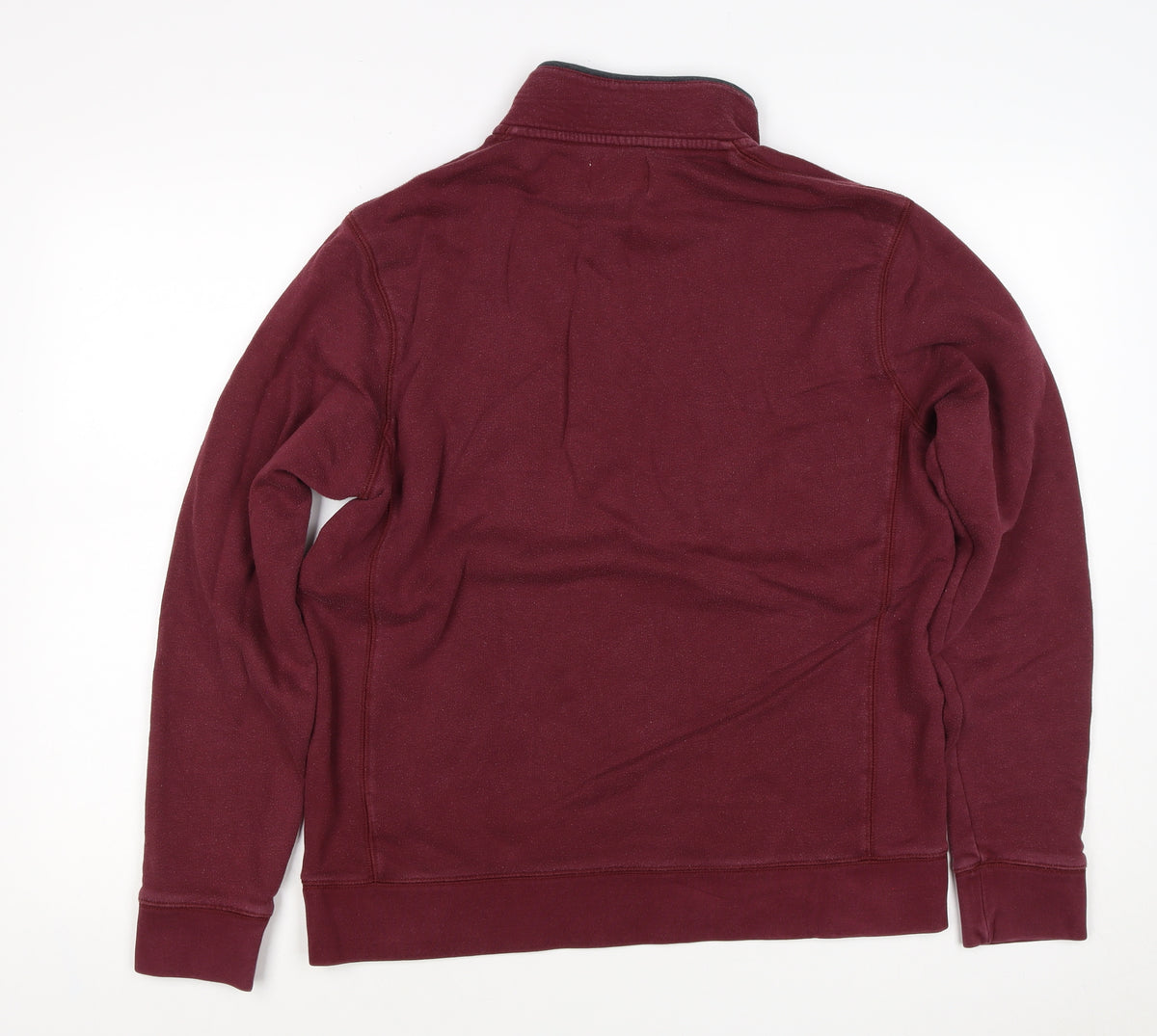 Lands' End Men’s Red M Henley High Neck Snap Sweatshirt Pockets